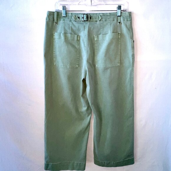 Gap High Rise Button Fly Wide-leg Crop Pants, Ashbury Green, Size 12, EUC - Picture 5 of 14